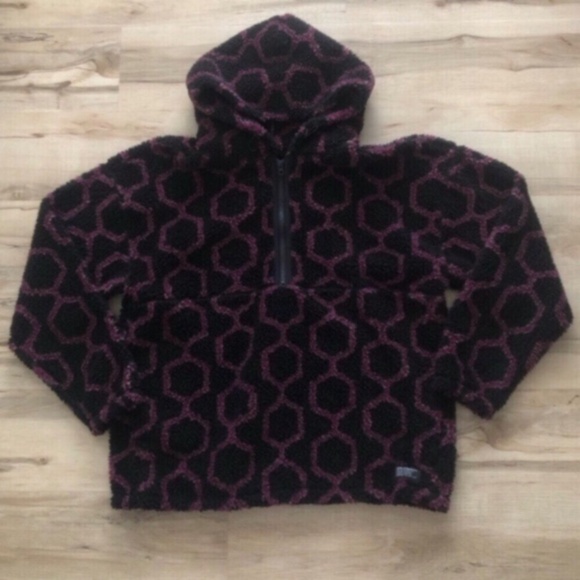 Levi's Black and Purple Patterned Jacket Sherpa Sweater - Picture 1 of 6